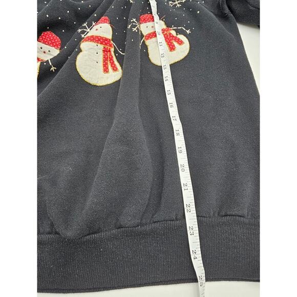 Vintage Handmade Women's XL Pannill Black Snowman Crewneck Holiday Sweater - Picture 6 of 11